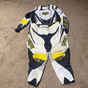 Fox Black, White, and Yellow Motocross Gear